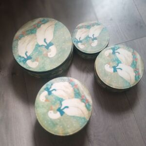 Set of Decorative Goose-Themed Tin Bins